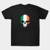 Camiseta Preta Estampada Masculina Bandeira Irlandesa Caótica Salpicos Caveira Impressão em Papel de Transferência Sem Corte Algodão Camiseta