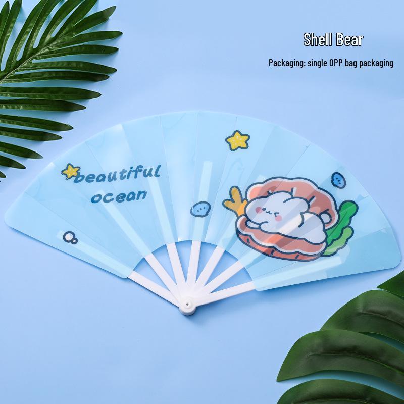 Kids' Cartoon Handheld Folding Fan, Portable Seven-Fold Plastic Design