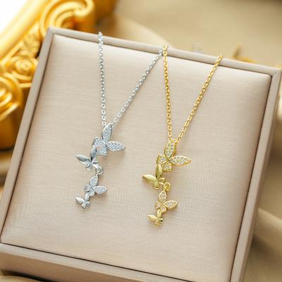 Pilnas deimantų drugelis su kutais, lengvo prabangos stiliaus moteriškas vėrinys, nauja aukštos klasės raktikaulio grandinėlė