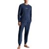 Calvin Klein Lounge Long-Sleeve T-Shirt - Modern Structure Letter Print Crew Neck Men Tops Dark-Blue NM2171E-CCU
