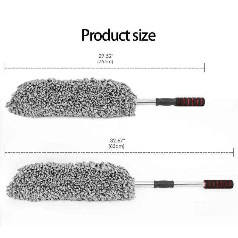 Extendable Handle Brush with Microfiber Duster Long Bristle Scrub Cleaning Mop For Vehicle Cleaning