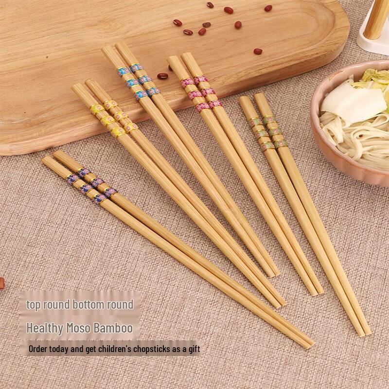HDST Premium Carbonized Bamboo Chopsticks with Floral Pattern