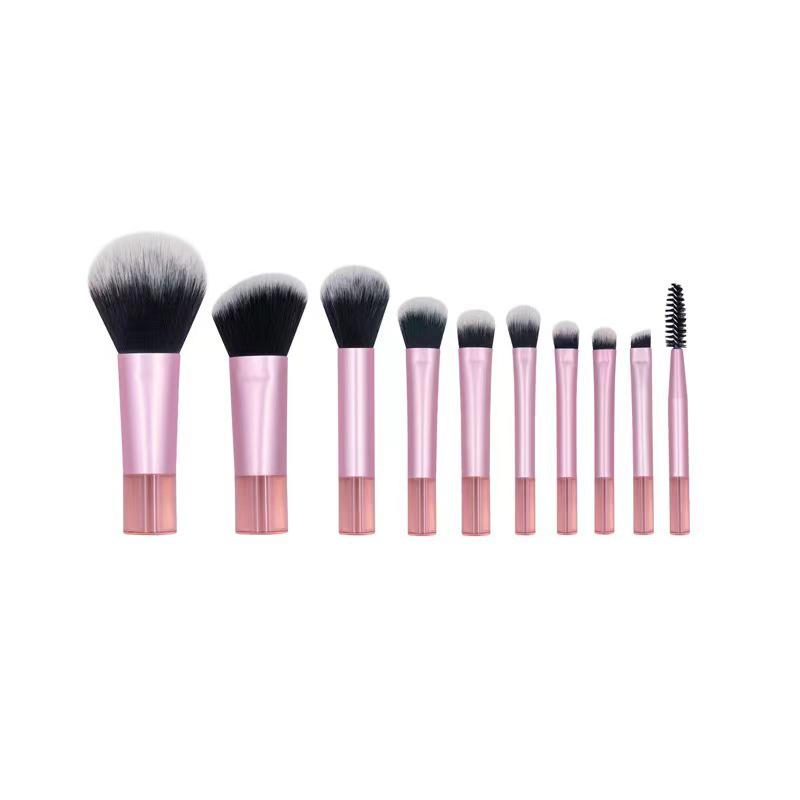 Crystal Handle Makeup Brush Set: Portable 10-Piece Kit for Powder, Contour, Blush, and Eyeshadow