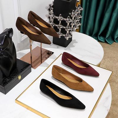 Korean Style Women's Wedge Heel Suede Pointed Toe Shoes - Comfortable & Versatile