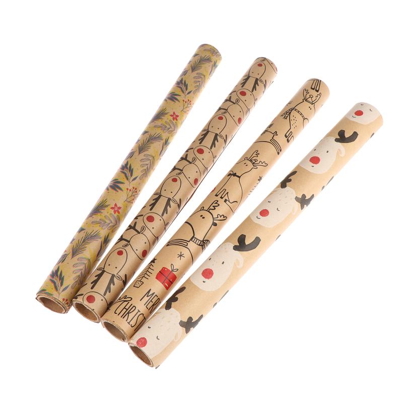 Christmas Gift Wrapping Paper Kawaii Cute Reindeer Wrapping Paper Kraft Paper Xmas Party Favors Decoration Handmade Gifts