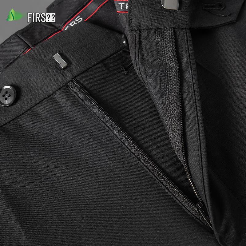 Calças Sociais Masculinas de Lã Mista, Antirrugas, Corte Reto