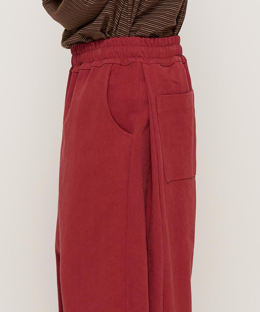 CARGOBROS Bio Cotton Curved Elastic Waist Pants (Wine)