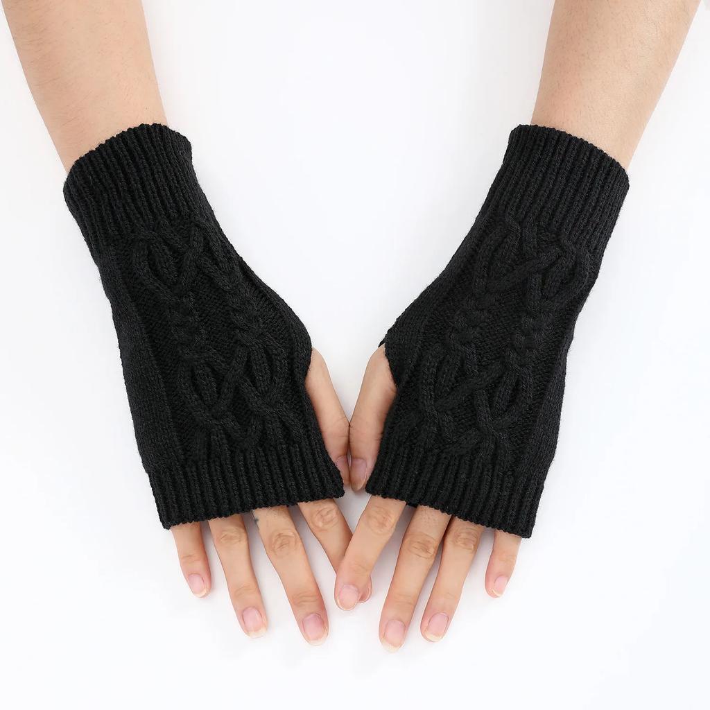Gants demi-doigt pour femmes hiver doux et chaud laine tricot bras gants doux chaud demi doigt Handschoenen unisexe mitaine Guantes