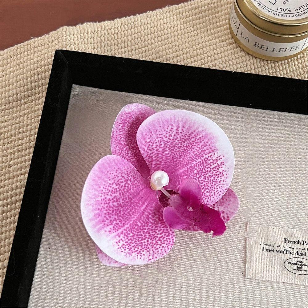 Cloth Flower Hair Clip Butterfly Orchid Pearl Orchid Flower Hairpin Duckbill Clip Korean Style Girl Hair Clip