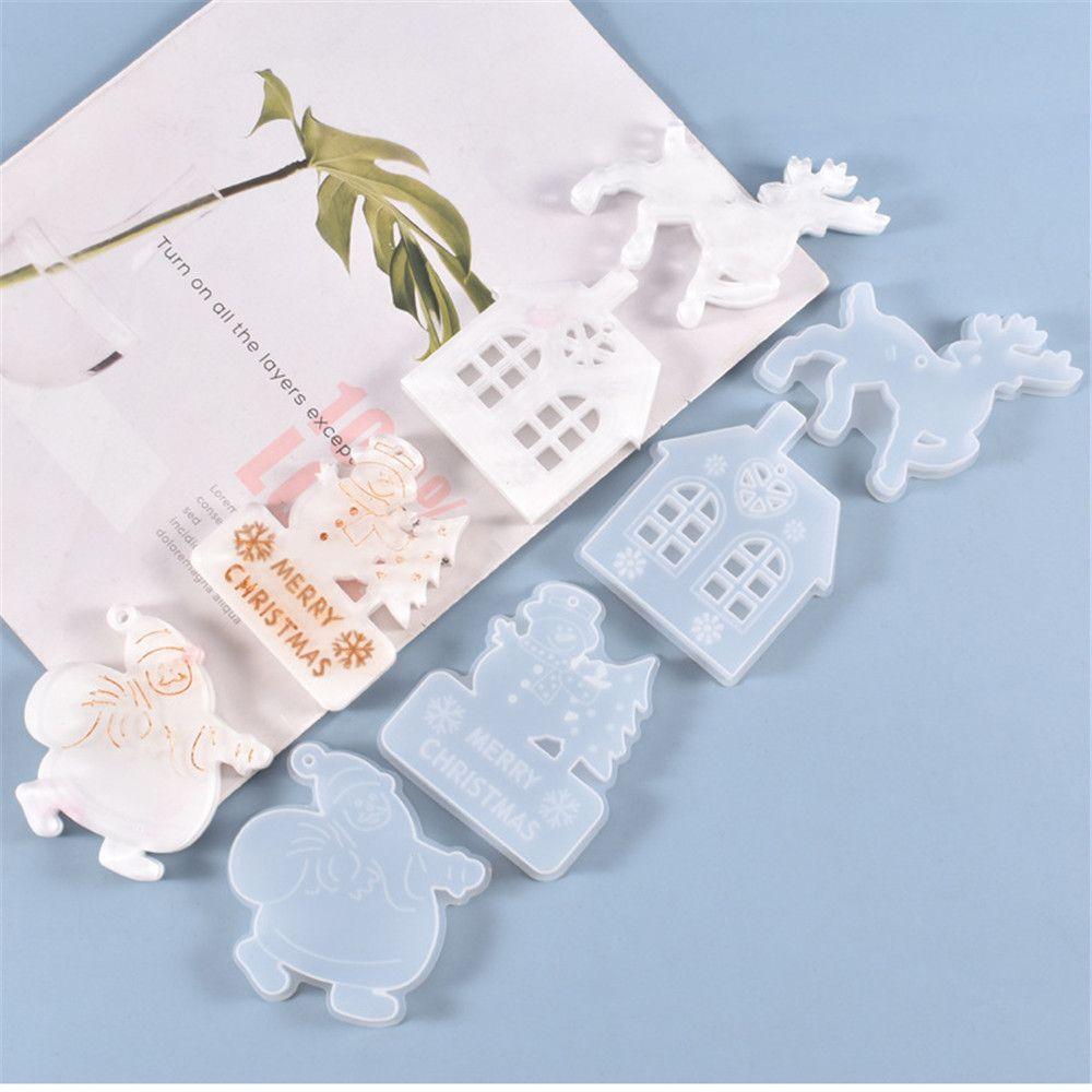 Claus Hanging Tags Christmas Tree Silicone Mould Xmas Ornament Crystal Resin Mold Epoxy Resin Molds