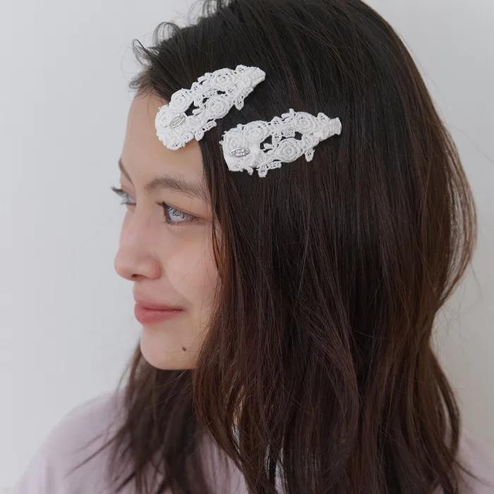[2SET / S size] classic rosy lace pin - cream