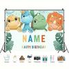 Watercolor Style Dinosaur Birthday Backdrop, Customizable Name Cute Cartoon Dino Background with Tropical Leaves