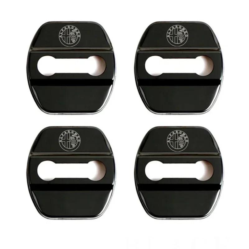 For Alfa Romeo 4Pcs Car Door Lock Protective Cover Sticker for Alfa Romeo Logo Sportiva Giulia Giulietta 159 156 MITO Stelvio 14