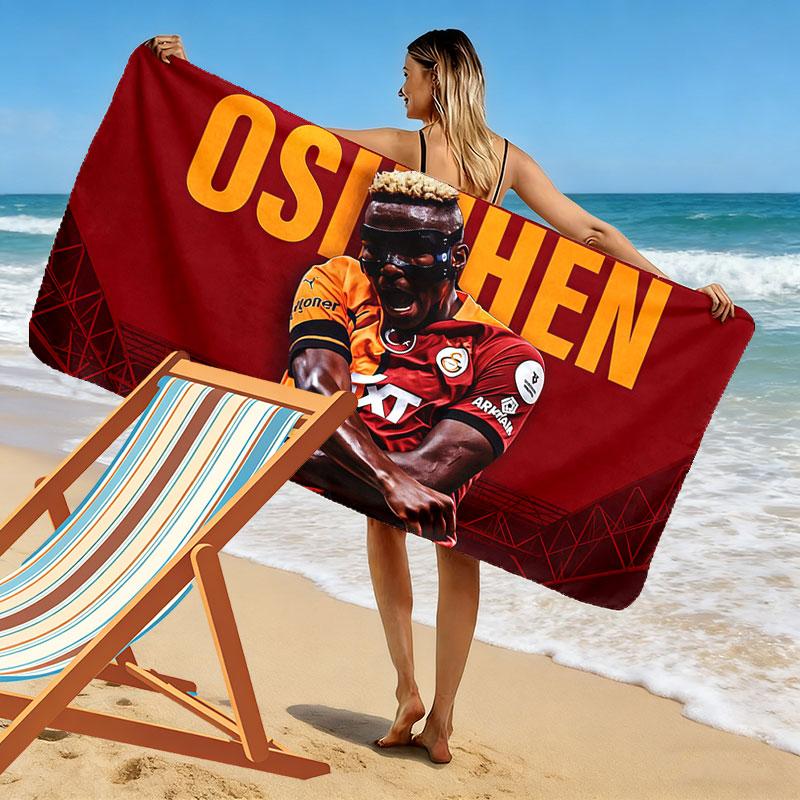 Galatasaray Victor Osimhen Print Beach Towel, Large Soft Quick Dry Towel for Beach Camping Swimming