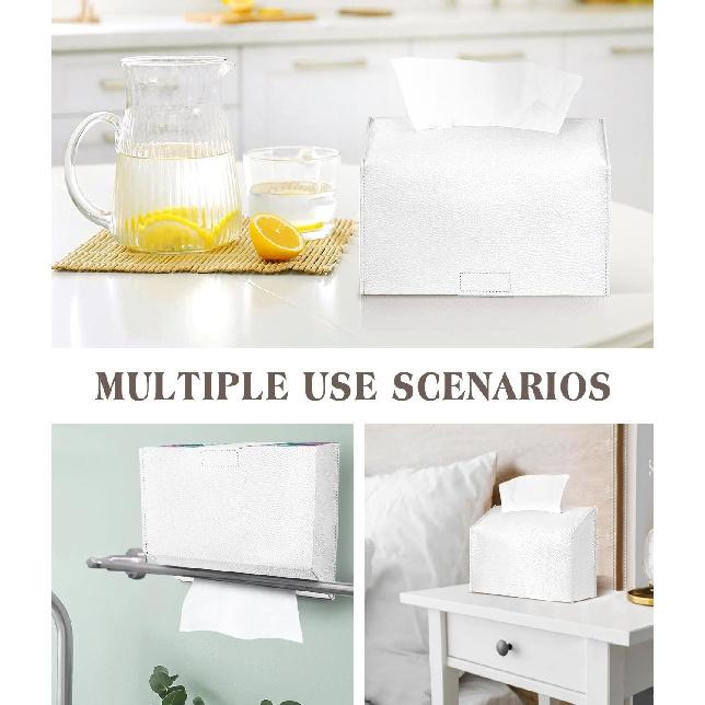 Livelab Paper Towels Cover Compatible with Kleenex Disposable Paper Hand Towels, PU Leather Tissue Box Holder Dispenser for Tabletop, Bathroom, Car,