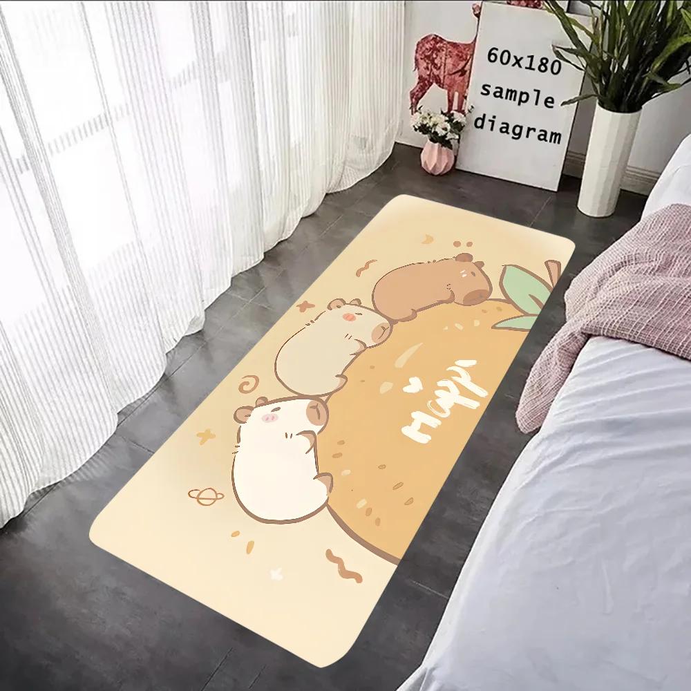 

Cartoon cute capybara floor mat graphic print Crystal velvet door mat Bathroom kitchen entrance carpet home decor 40x60cm