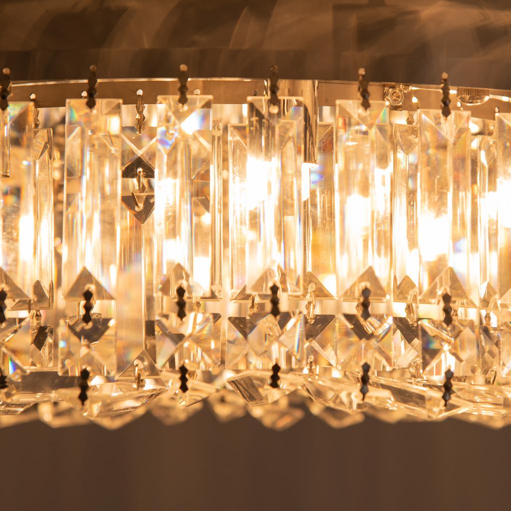 Crystal Chandeliers with Crystal Pendants, 8-Light Ceiling Light for Living Room, Bedroom Dining Room, Silver Tone