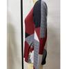 Button Up Geometric Clash Long Sleeve Print Loose T-shirt Women's Top