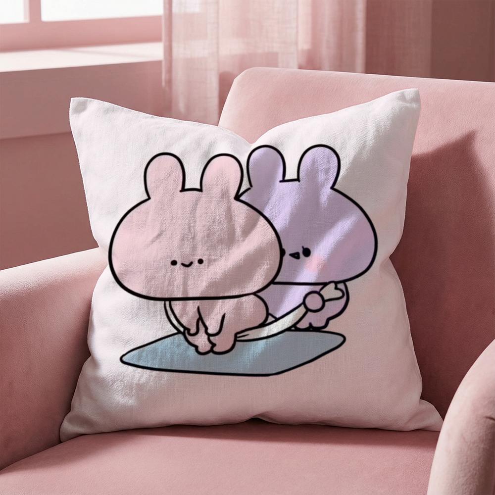 A-Asamimichan Cute Bunny Cushion Cover Multi-Scene Pillow Cover for Home & Car - Reversible, Soft & Durable for Daily Use