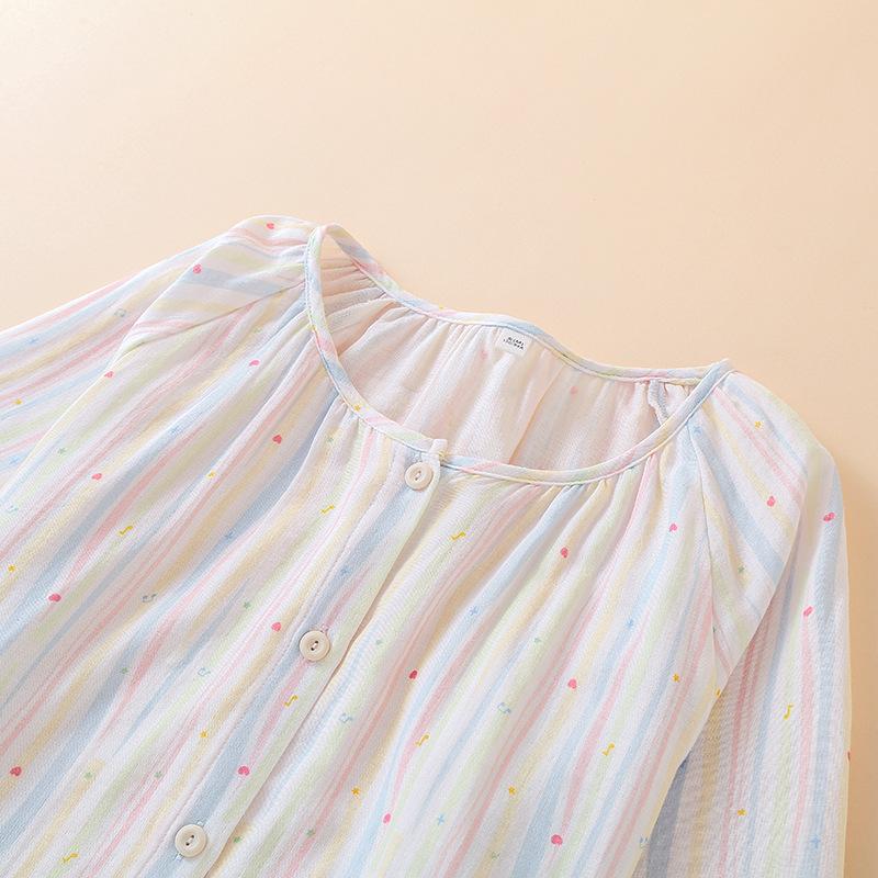 2026 Japanese New Women's Spring/Summer Pajama Set 100% Cotton Gauze Thin Long Sleeve Two Piece Home Clothes Cardigan Set