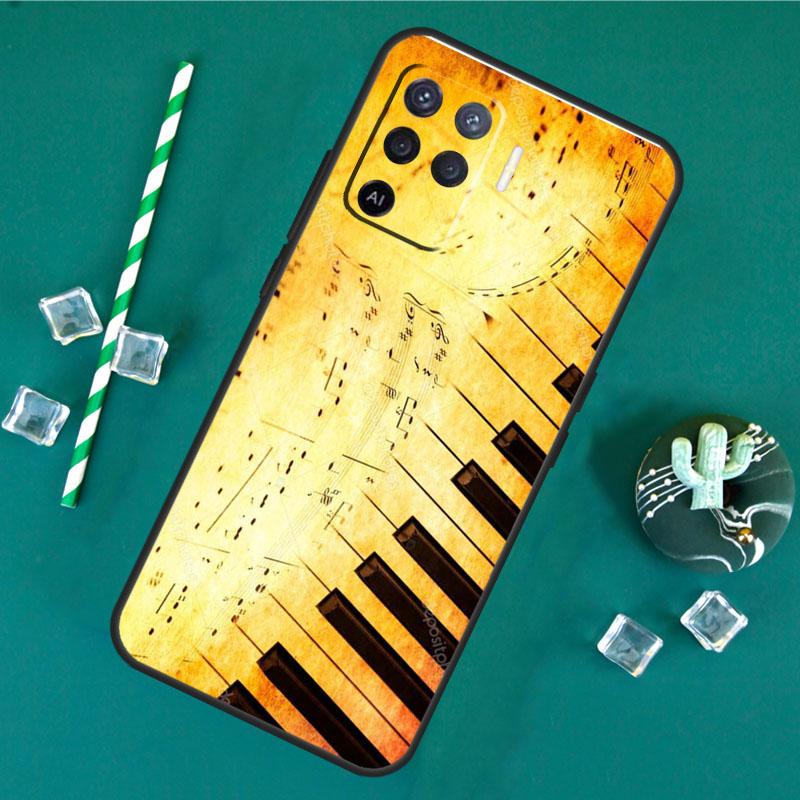 Piano Keys Vintage Music Notes Case For Oppo A80 A40 A60 A16 A76 A96 A91 A15 A17 A74 A94 A54 A57S A18 A38 A58 A78 A98 Cover