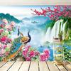 Peisaj Tapet Mural 3D Păun Peisaj Pictură Natură Peisaj Fresco Sufragerie TV Canapea Studiu Fundal Clasic Perete 3D Decor Interior