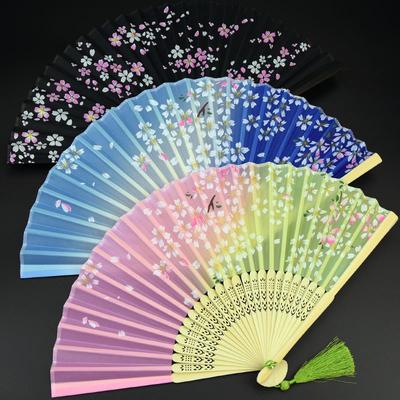 Vintage Seidenfächer Retro Chinesisch Japanisch Bambus Handfächer Tanz Handfächer Heimdekoration Ornamente Handwerk Geschenk Fächer