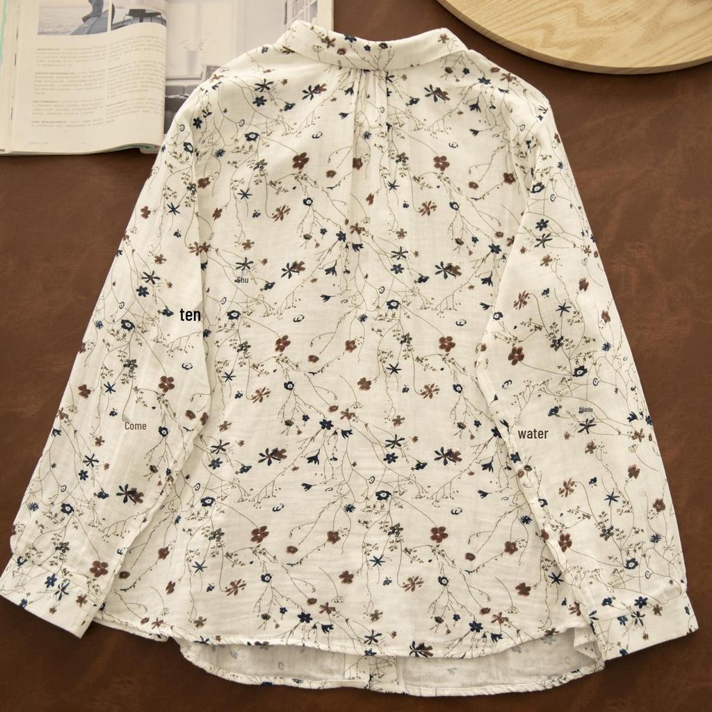 Künstlerisches Damen-Frühlingshemd aus Baumwoll-Leinen, zweilagig, späte Qing-Dynastie