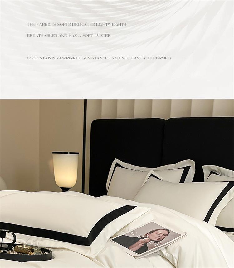 Premium Washed Cotton Luxury Bedding Set: Skin-Friendly, Brushed Duvet Cover, Sheet & Fitted Sheet - 4-Piece Hotel Style