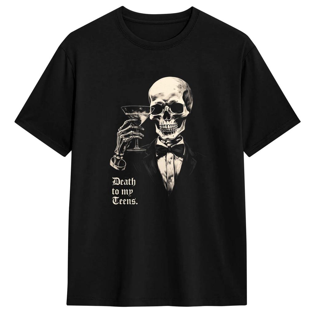 Death To My Teens Funny 20th Birthday Party Pure Cotton T-Shirt For Summer Y2K Retro T-Shirts O-Neck Trending Tee Shirt