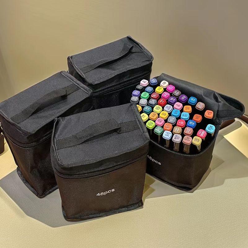 24/36/48Cs Large Capacity Zipper Canvas Pencil Bag Markers Pen Storage Bag Watercolor Pen Stationery Bag