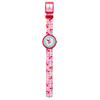 Swatch Kinder Gartenabenteuer Serie Quarzwerk Rosa Kirsche Kinder Schweizer Uhr 31,8mm Grünes Zifferblatt Kunststoffgehäuse Stoffarmband ZFPNP057