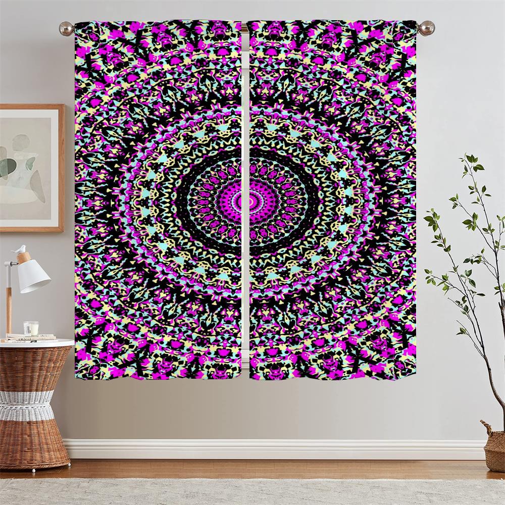Trippy Vibrant Mandalas Kitchen Curtains for Bedroom Decoration Curtains Living Room Window Curtain Tiebacks Tulle In Kitchen