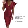 Bodycon Dress Sexy V Neck Solid Color Ruffles Short Sleeve Party Dress for Vacation