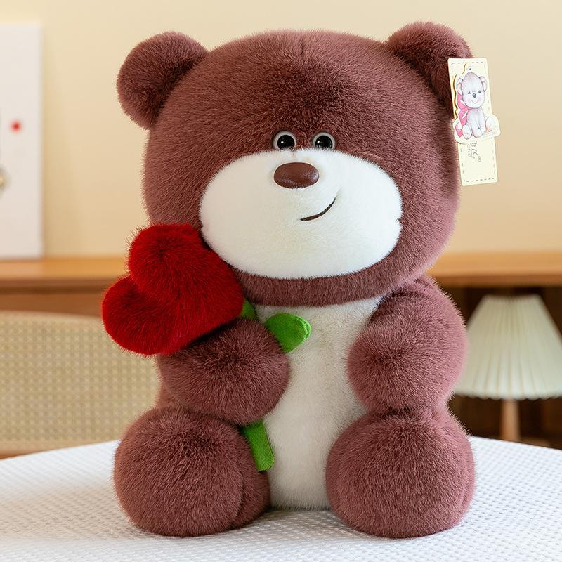 

Large Rose Teddy Bear Plush Toy Girl Birthday Gift LOVE Big Bear Doll Holding Sleeping Doll on Bed 25cm (0.27kg)