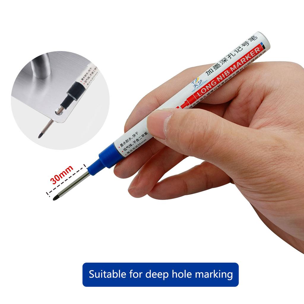 Deep Hole Marker Pen 3cm Quick-drying Carpenter Pen for Wood Metal Plastic Mark