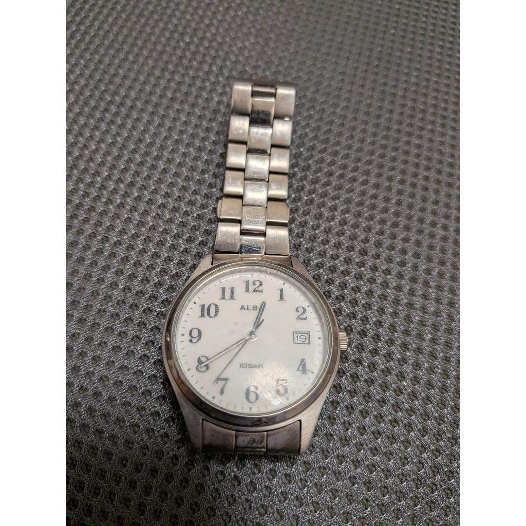 Used ALBA Alba quartz watch 10BAR waterproof white dial battery replaced