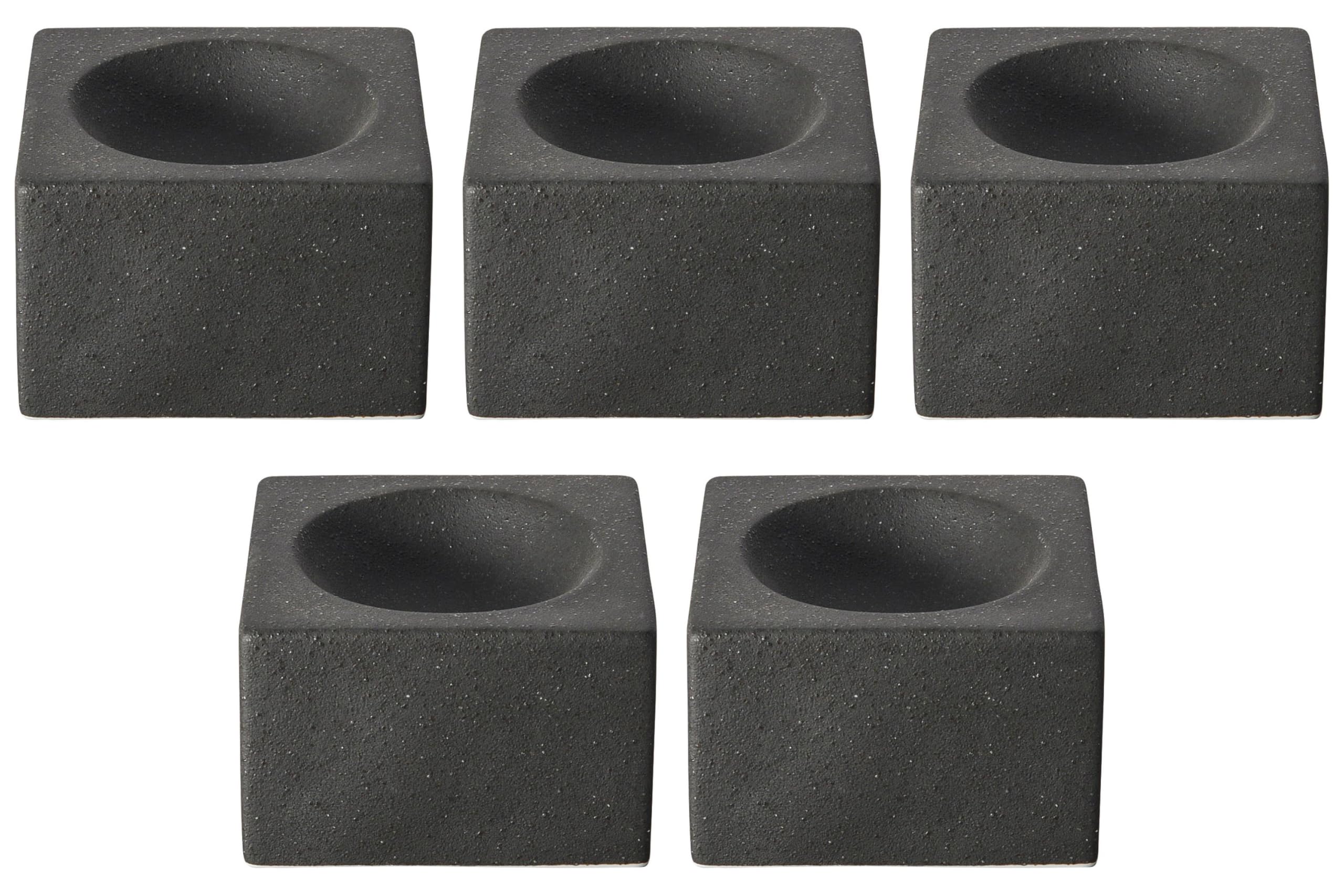 

Set of 5 Stage Black 10cm Cube Bowls x Small Bowls by Setomonohonpo [9.6 6.3cm]