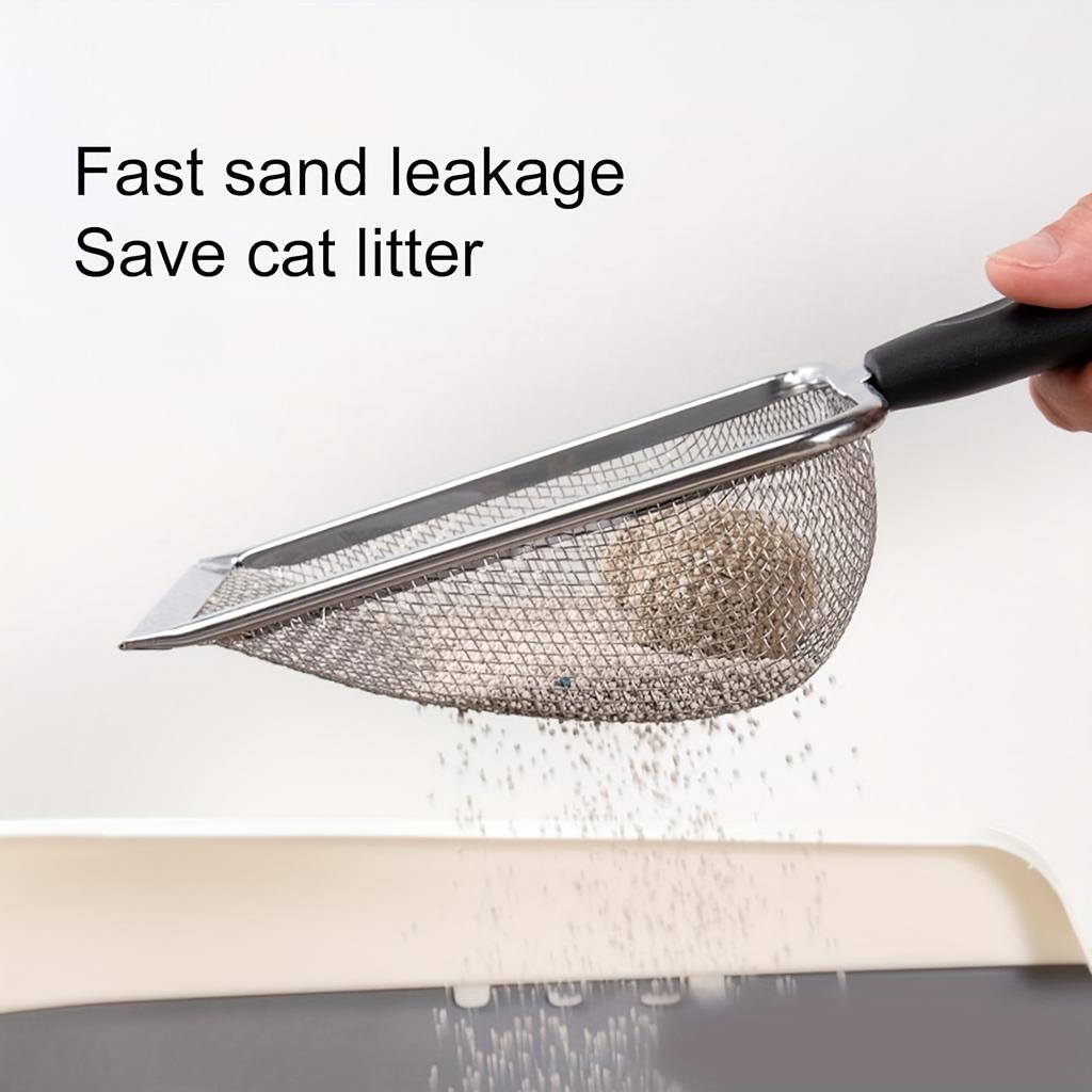 Stainless Steel Cat Litter Scoop with Ergonomic Handle - Durable, Easy-Clean Design for Fine Litter,Ideal for Scooping Cat Waste,Pet Waste Management