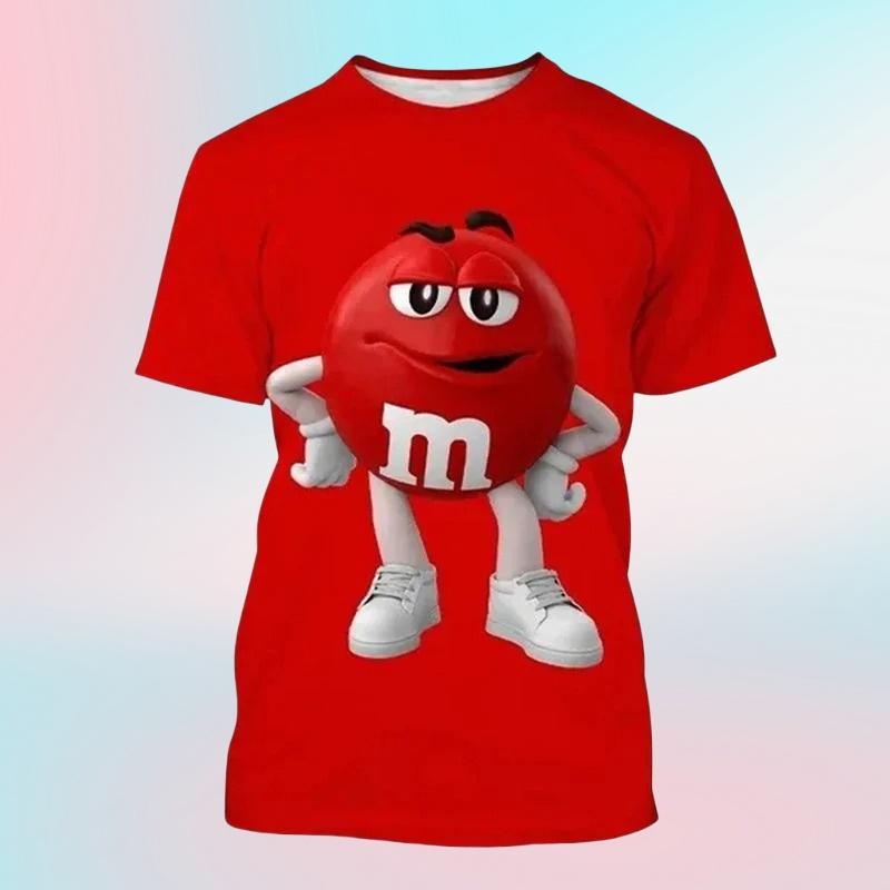 M&m's Chocolate Beans 3D Print O-Neck T-shirts Men Short Sleeve Fashion Hip Hop Oversized Harajuku Y2K T Shirt Unisex Clothes