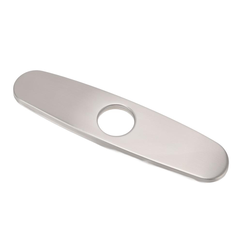 Brushed Finish Sink Faucet Hole Cover 304 Stainless Steel Oval Shaped Faucet Decorative Panel Single Hole Compatible