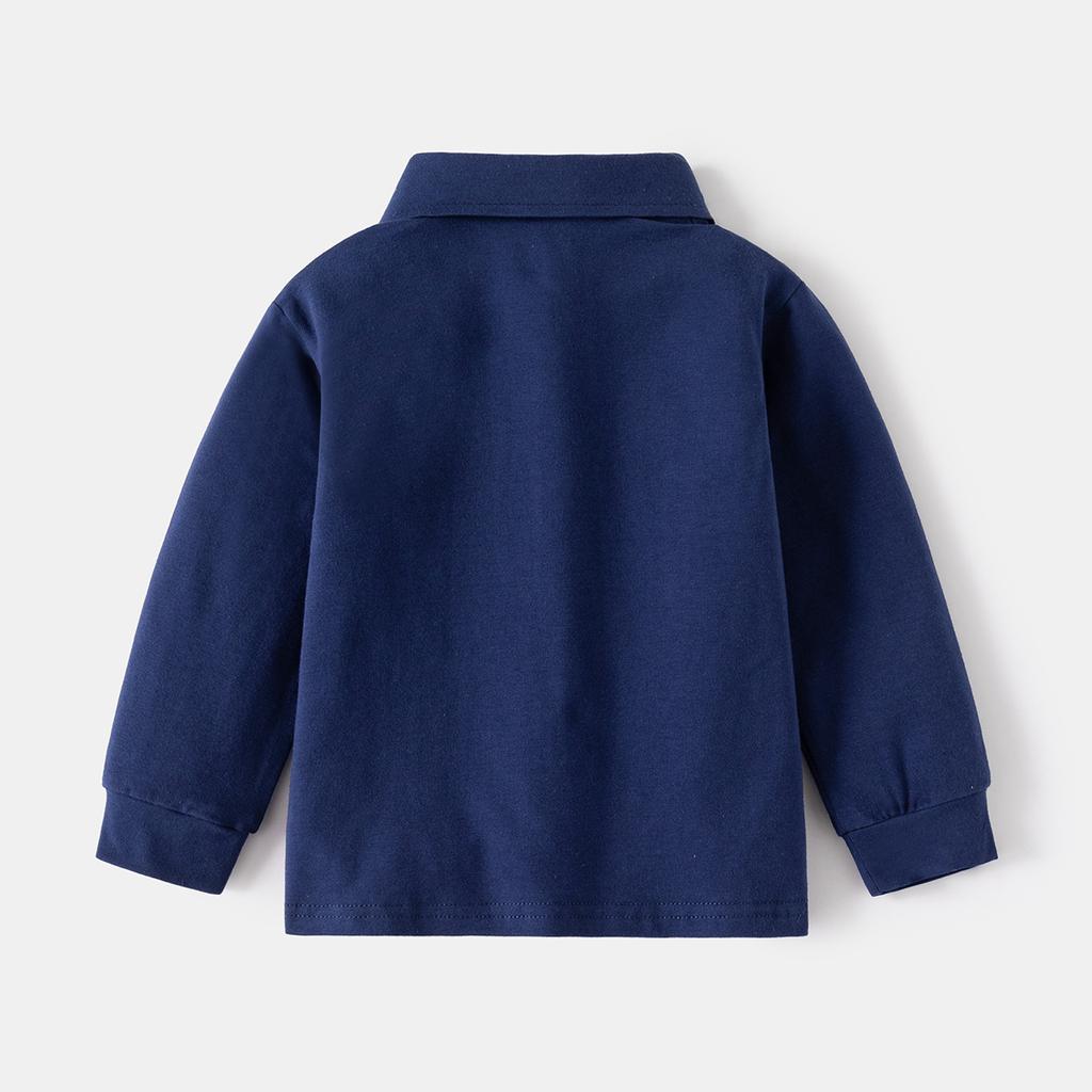 Boys Long Sleeve Polo Shirt Cotton Casual Collared T Shirt Spring Autumn Top for Kids