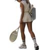 Womens Knit Jacquard Tennis Set: Collar Zipper Sleeveless Top High-Waisted Pleated Skirt With Anti-Ride-Up Design