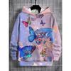 3D Digital Printing Dream Pink Purple Tone, Flower Wings Butterfly Pattern Hoodie Fashion Trend Casual Children's Clothing