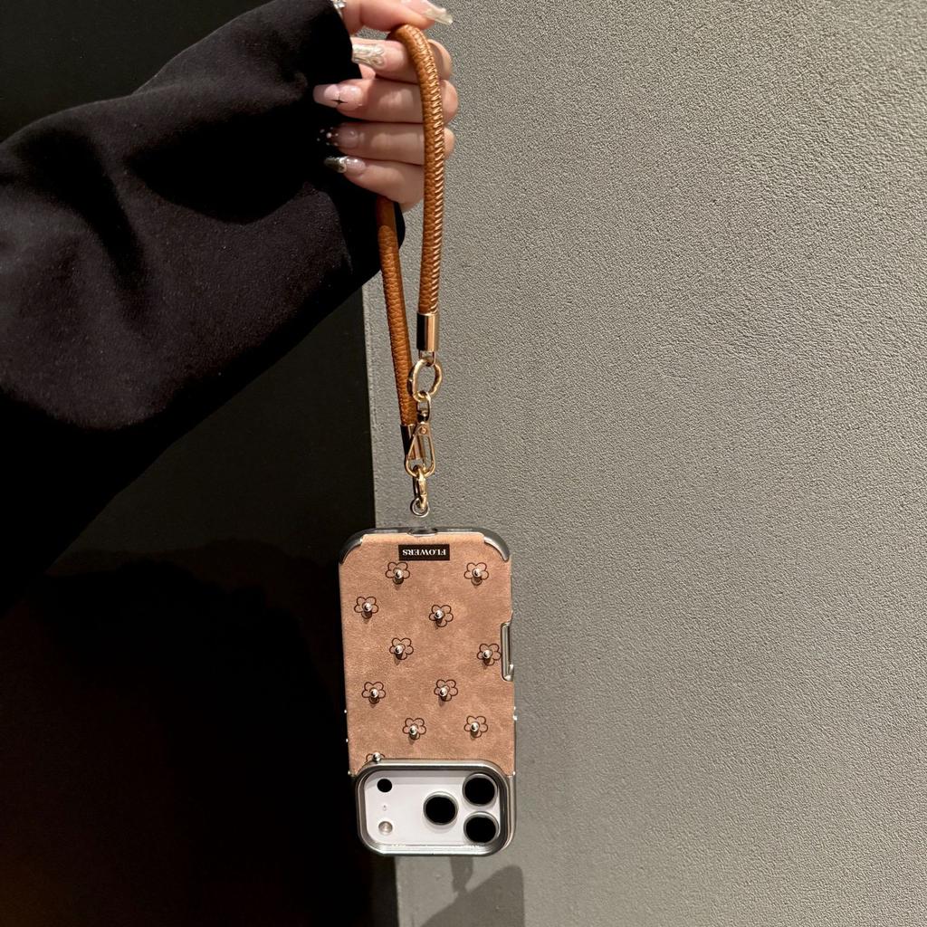 Autumn and Winter Brown Leather Bow Flowers for IPhone17promax for Apple 16 Mobile Phone Case 14 Soft 13