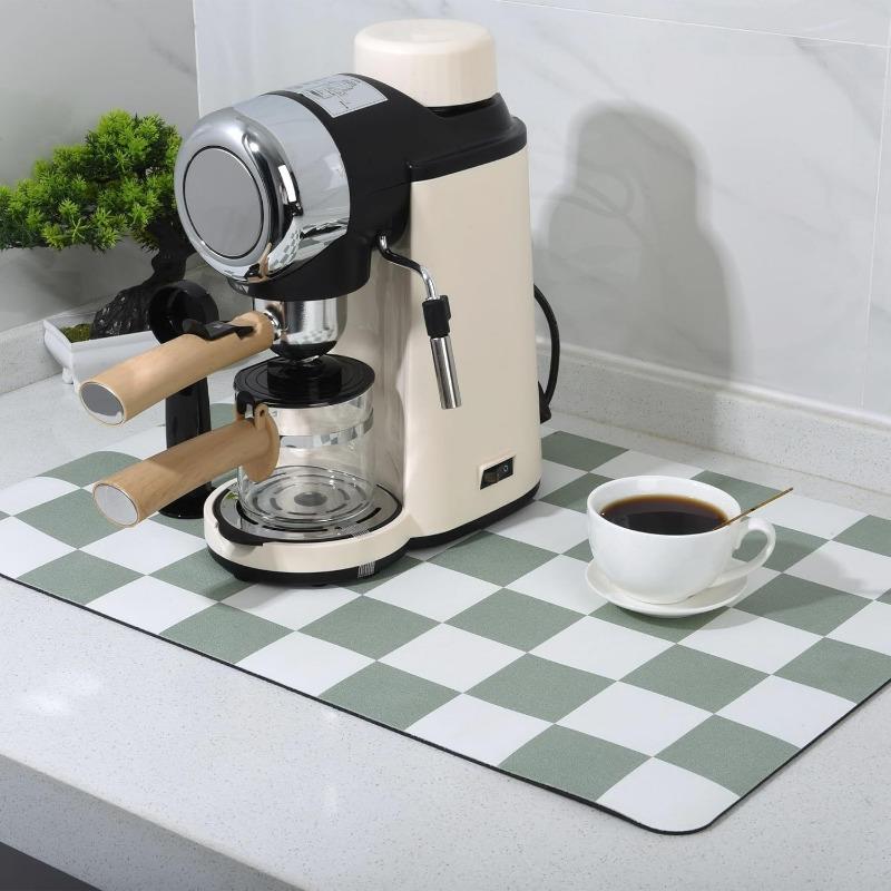 Checkered Print Kitchen Rugs Dish Drying Mat Absorbent Drain Pad Kitchen Carpet Coffee Dish Drainer Draining Mat Tablemat Beauty