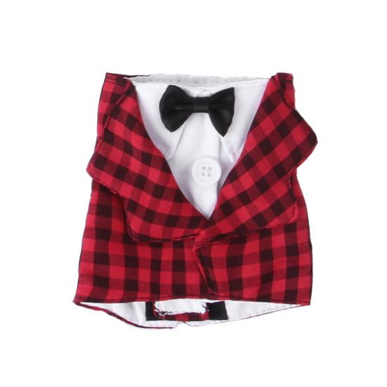 

Рубашка с застежкой-липучкой, с деталями в виде бантиков, мягкая, удобная, нарядная, полиэстер, хлопок, клетчатый принт, наряд с птицами, рубашка на осень L красный