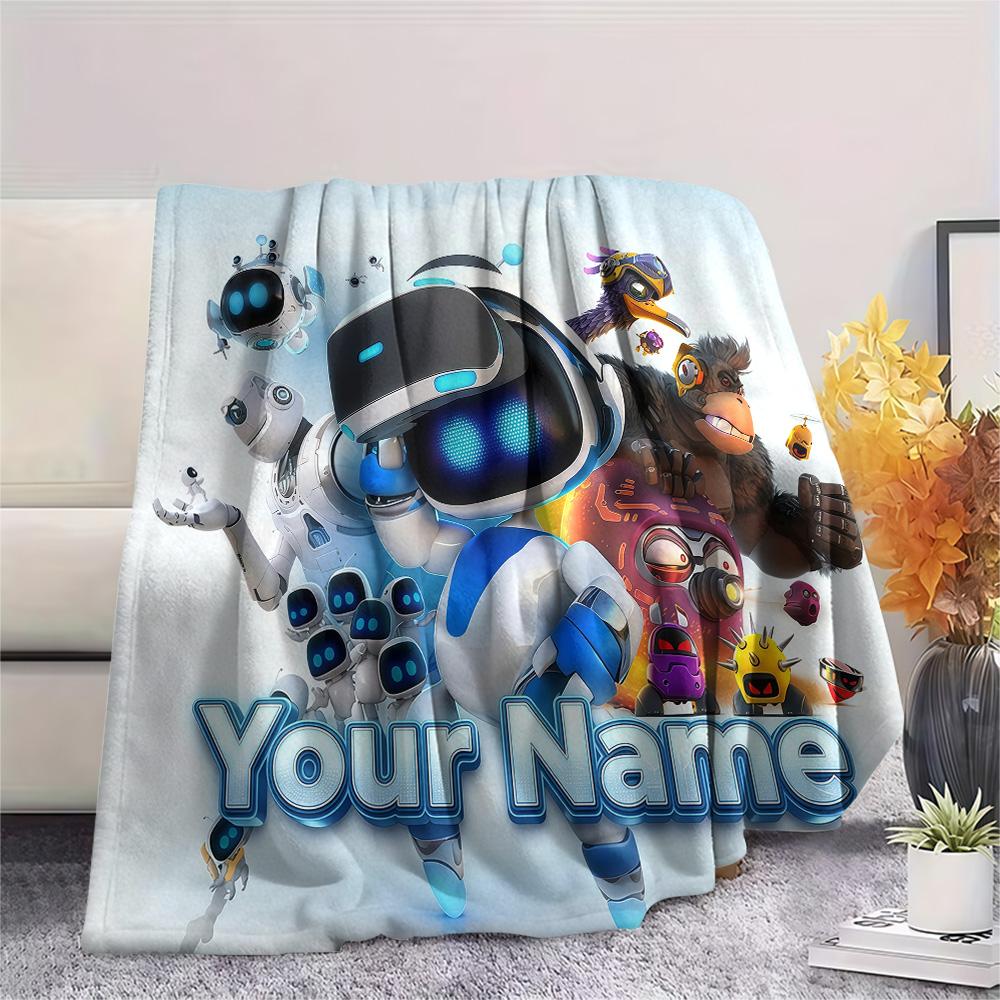 1PC Custom Name ASTRO BOT Patterned Flannel Blanket Suitable For All Seasons for Home Decor Warmth and Comfort Gifts Holiday Present -HE92