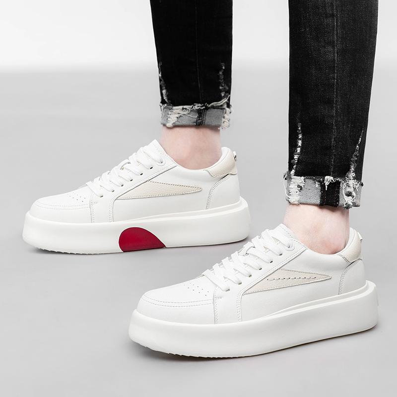 Fashion Genuine Leather Male Walking Shoes 2025 New Mens Sneakers Stylish Lace-Up Men Casual Flats Classic All-match Men's Skate Shoes
