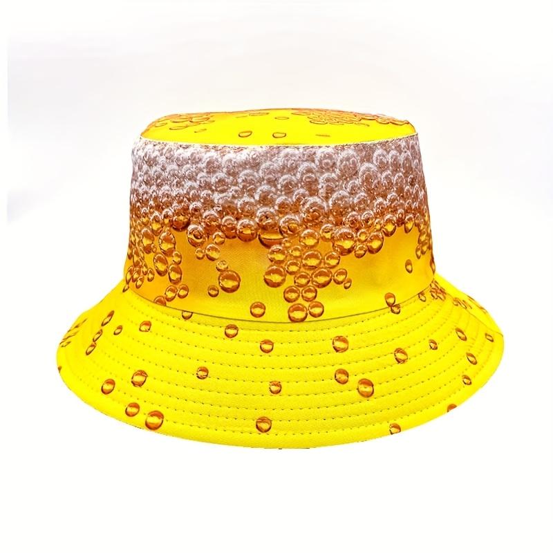 Bucket Hat with Full Print of Beer and Beer Foam Lightweight and Fashionable Unisex, Ideal for Parties and Outdoor Activities